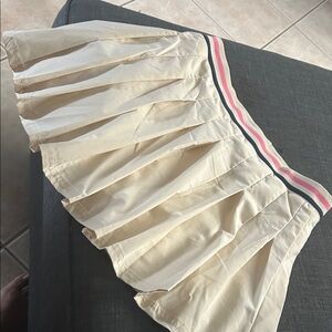 Cream Pleated Mini Skirt